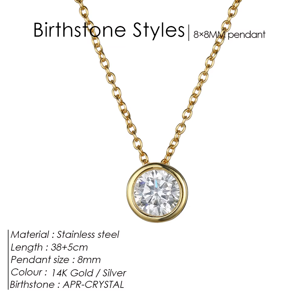 EManco Collier en Acier Inoxydable avec 12 Pierres de Naissance pour Femme, Bijou de Luxe de Créateu