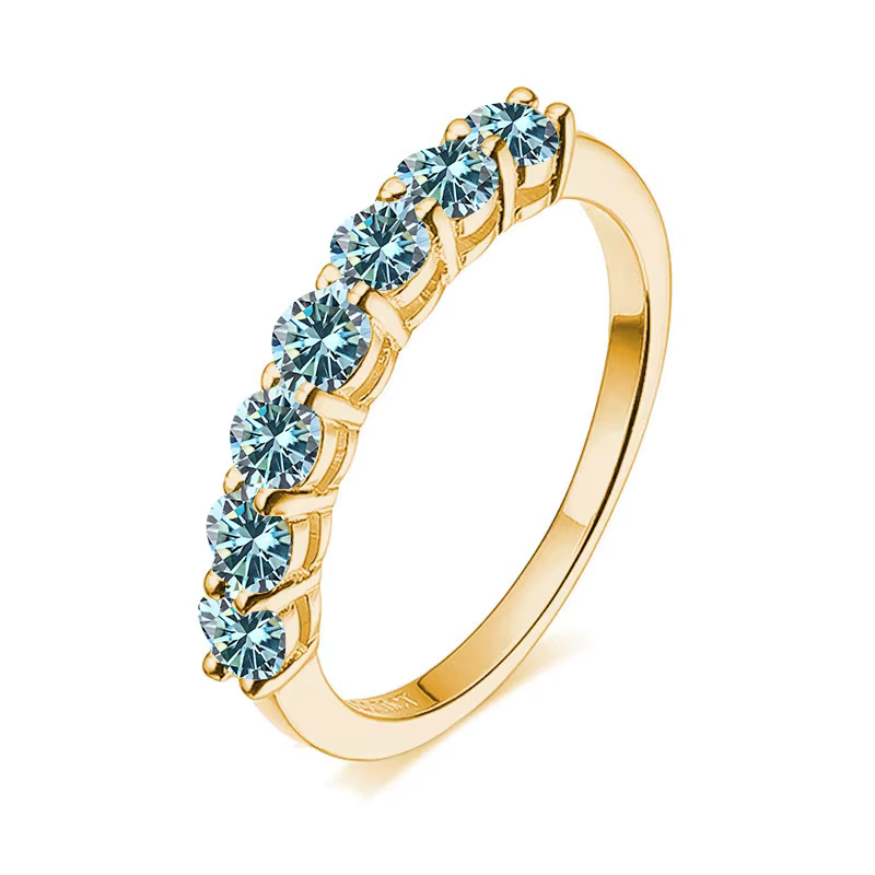 Bague en moissanite en argent sterling 925 plaqué or blanc, alliance éternité entièrement sertie de 