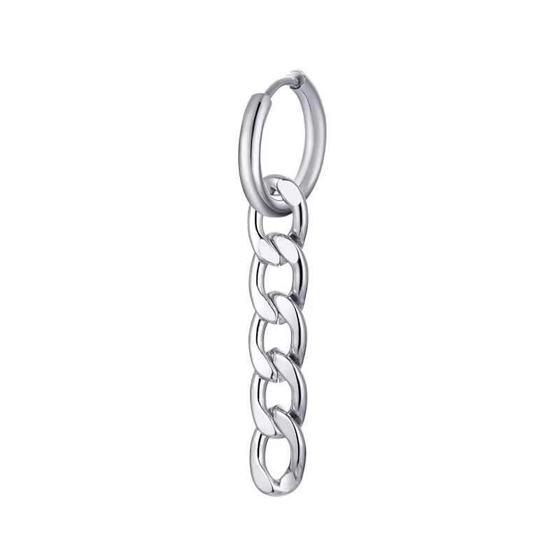 Boucles d'oreilles pendantes en chaîne Rock Punk pour femmes, ne se décolore jamais, couleur argent,