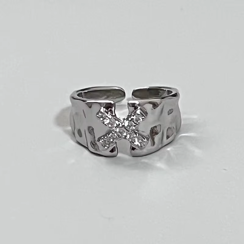 Y2K-Bagues en cristal étoile et croix brillantes pour femmes et couples, bague de fiançailles unisex
