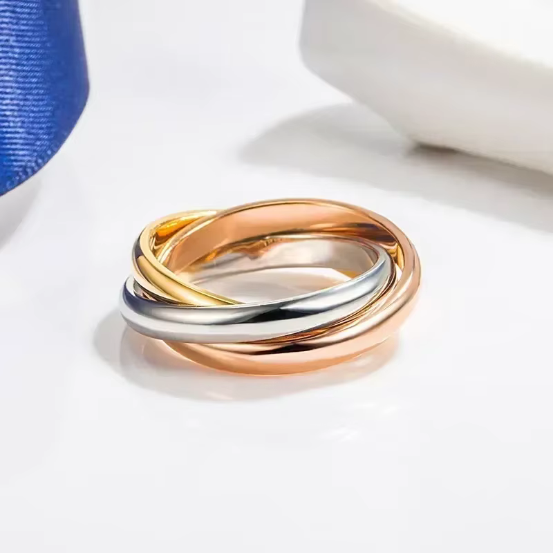 Bague Trinité Classique en Argent Sterling 925 avec Séparation de Couleurs, Bijou de Haute Qualité p