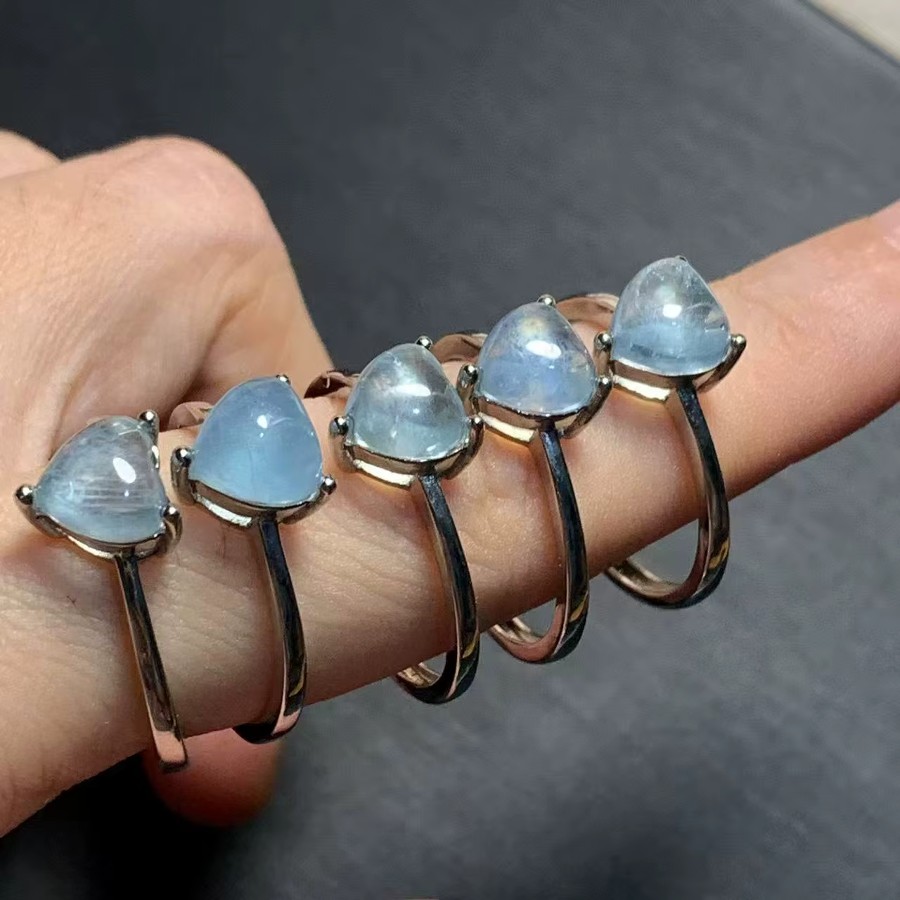 Bague aigue-marine naturelle Vintage pour femmes, en acier inoxydable, bijoux fins simples, pierre p