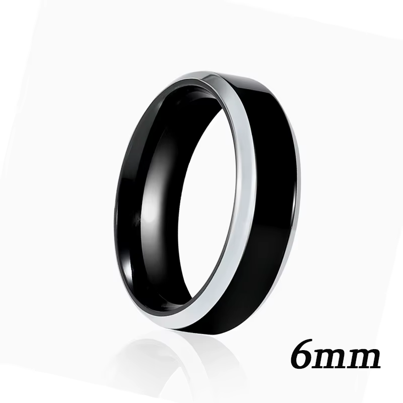 Bagues noires classiques en acier inoxydable, bandes de fiançailles, de mariage, pour hommes et femm
