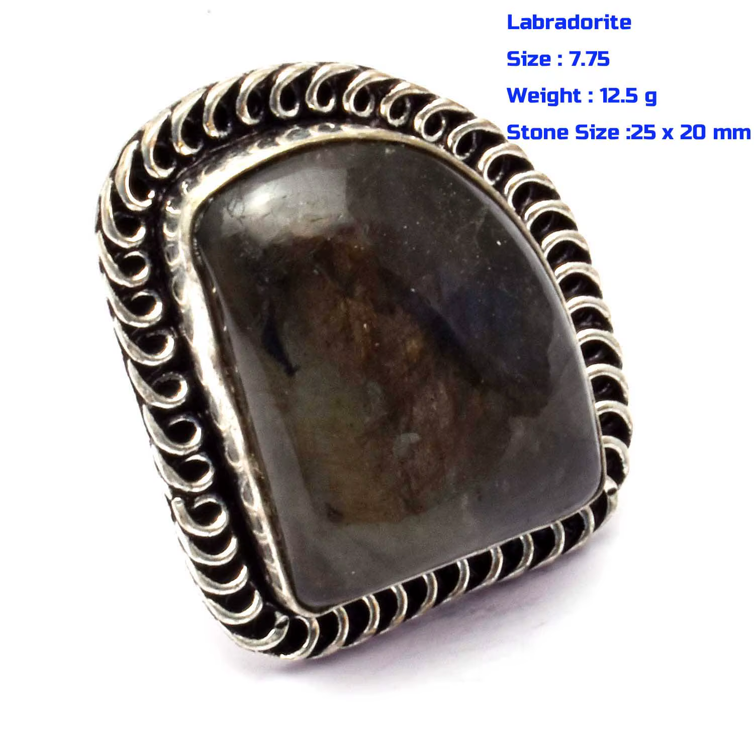 Véritable bague en obsidienne flocon de neige en jaspe océan