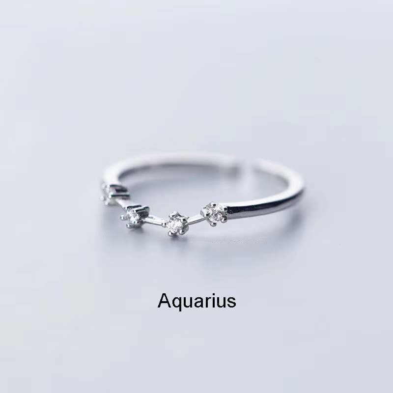 Bagues minimalistes incrustées de Zircon cubique pour femmes, 12 Constellations, signe du zodiaque, 