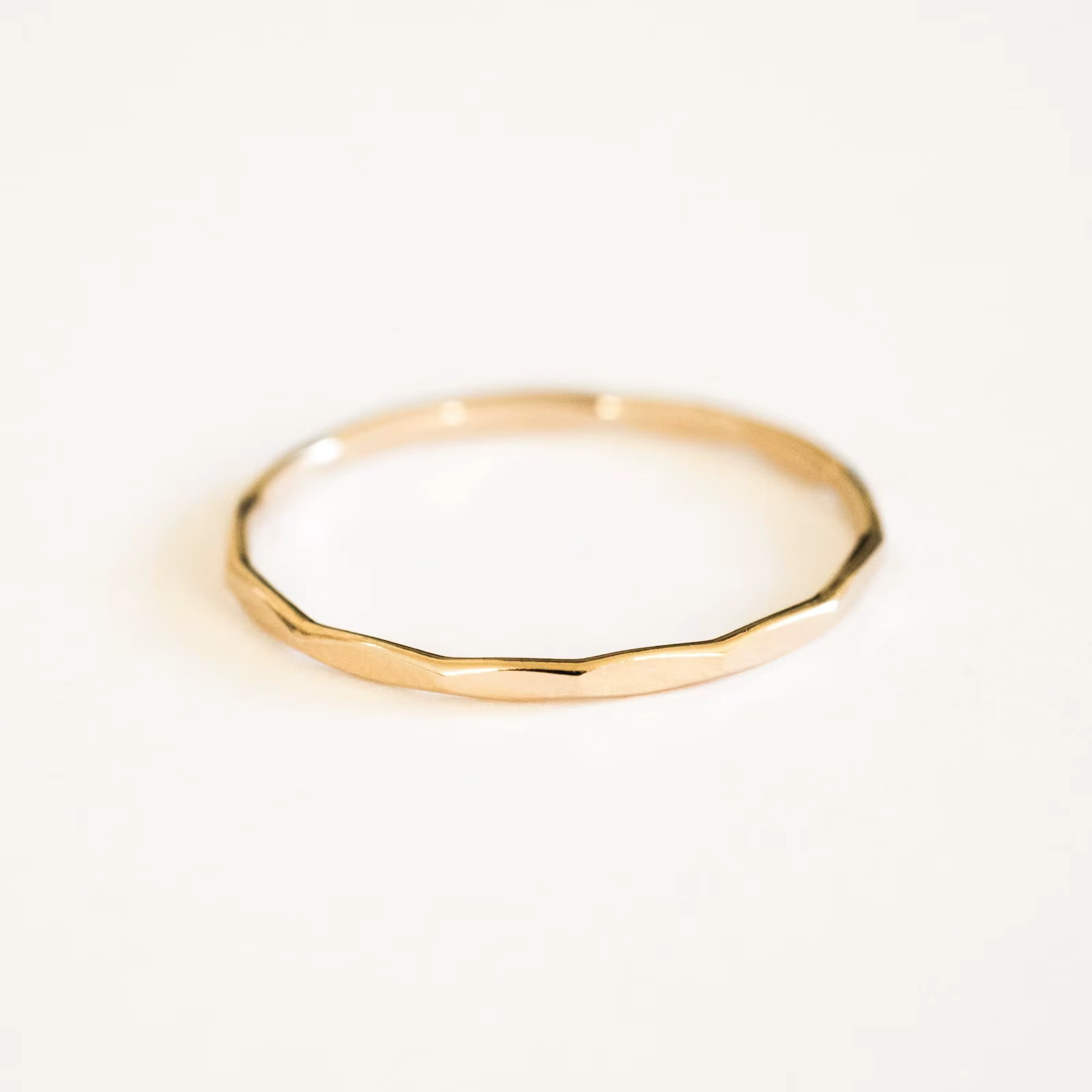 Bague minimaliste en or 14K pour Femme, bijou style Boho, martelé