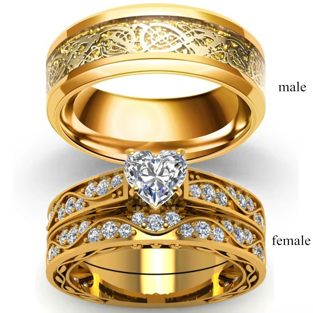 Bagues de Couple de luxe couleur or pour femmes et hommes