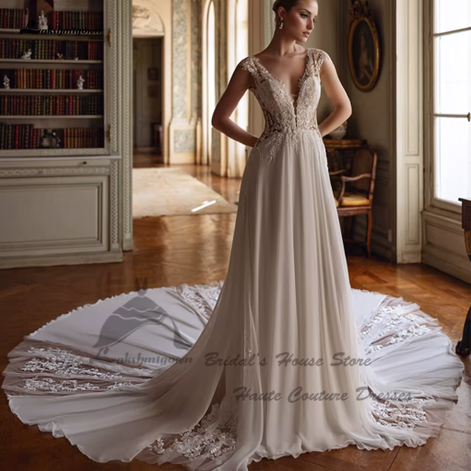 Yanshmigown-Robes de mariée de plage en dentelle de luxe