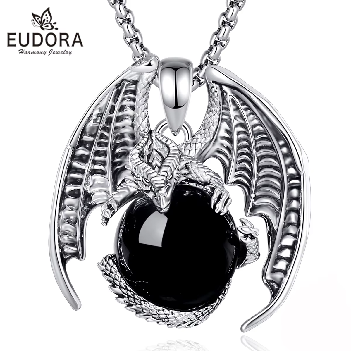 Eudora-Collier Boule Obsidienne Gragon