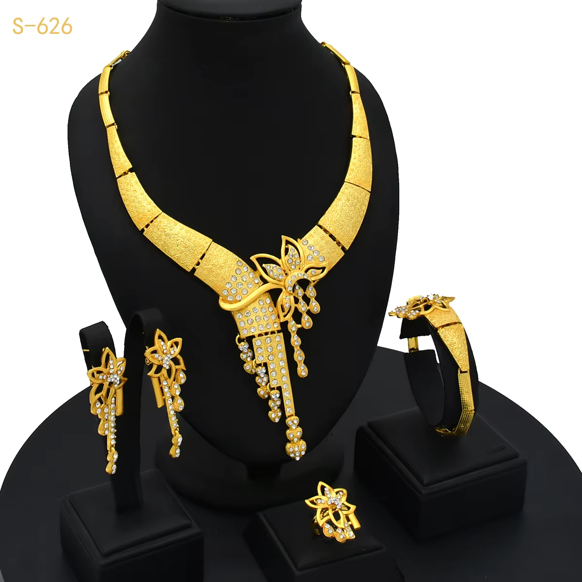 Ensemble de bijoux de mariée plaqués or dubaï pour femmes
