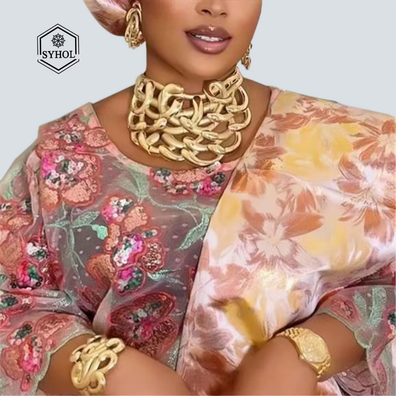 Collier pour femmes, ensemble de bijoux plaqués or de dubaï