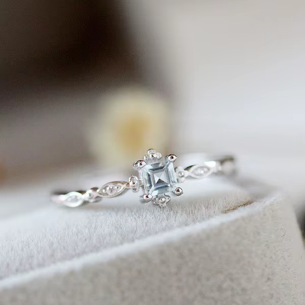 925 argent BlueTopaz Zircon anneaux à la mode pour les femmes Anillos de mariage pierres précieuses Simple Bizuteria