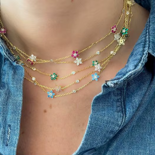 Collier ras du cou CZ coloré arc-en-ciel