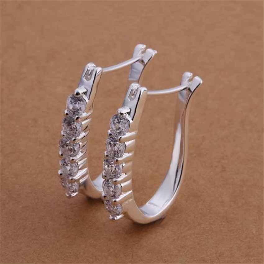 Mode 925 boucles d'oreilles en argent Zircon cristal