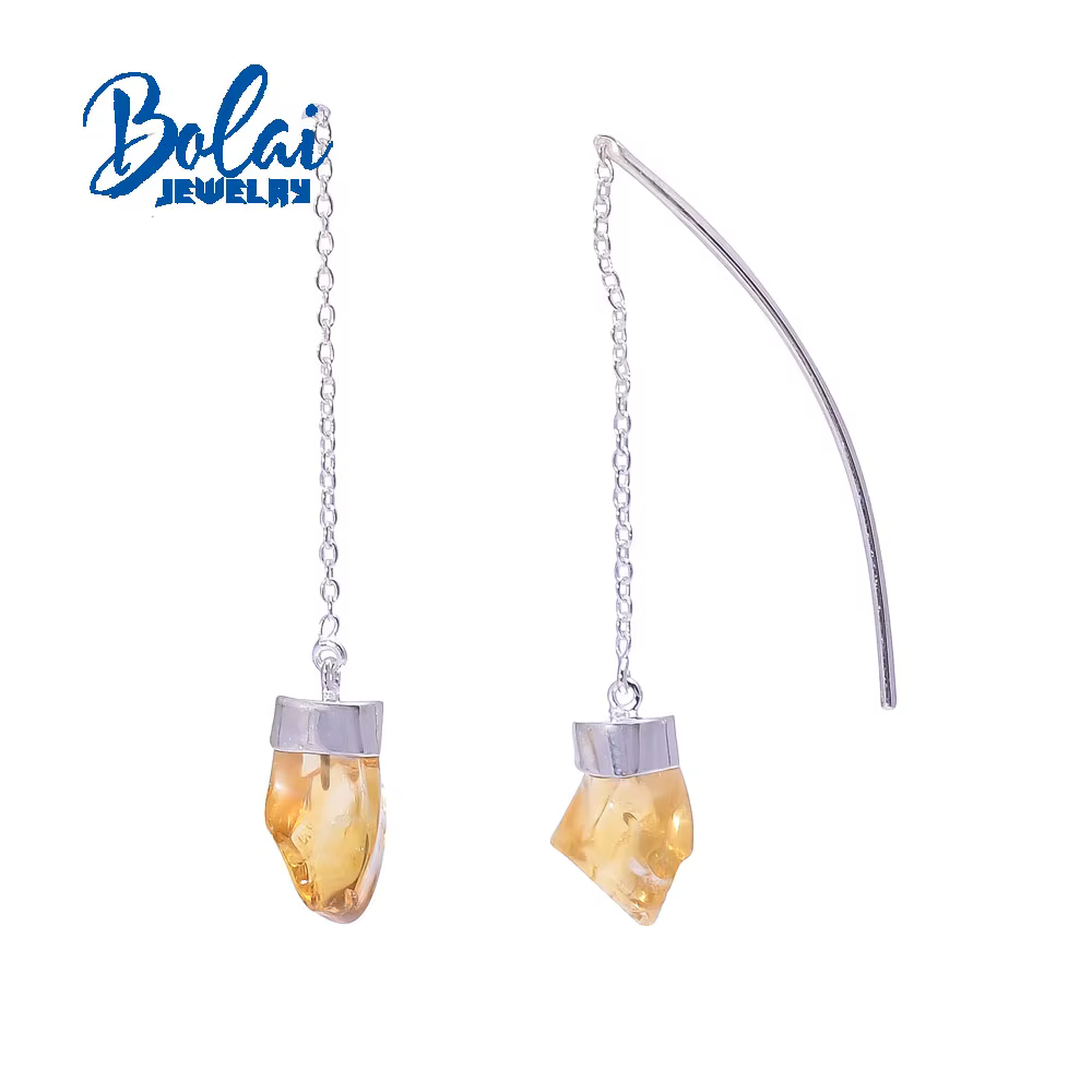 Bolai – boucles d'oreilles en argent sterling 925, améthyste et citrine naturelles, faites à la main, design simple et élégant, bijoux pour tous les jours, pour femmes