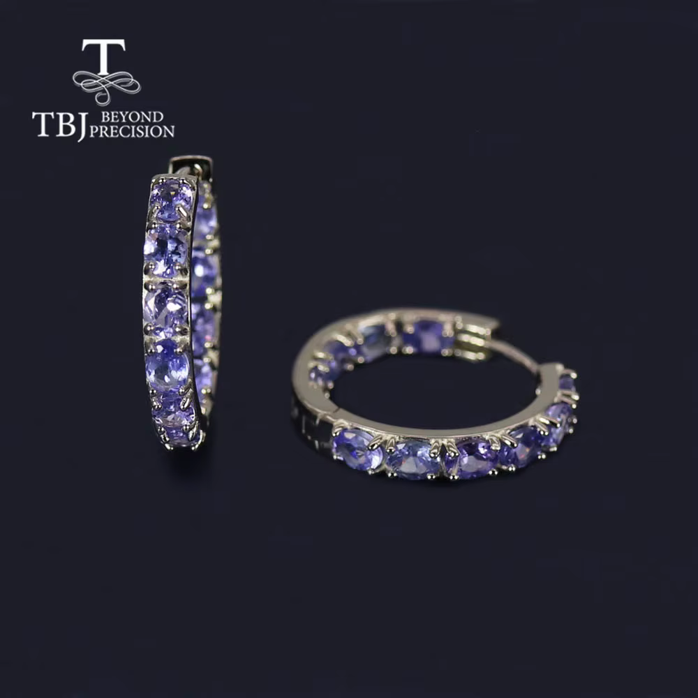Boucles d'oreilles ovales en tanzanite bleue naturelle de Tanzanie 2026
