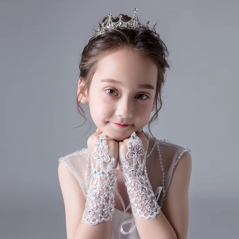 2019 mode beauté fille rouge blanc sans doigts gants de mariage dentelle perlée pour accessoires