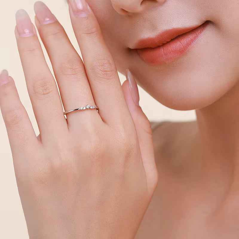 Ailmay nouveauté Simple zircon cubique mode charme 925 en argent Sterling anneaux empilables pour les femmes bijoux de fiançailles de mariage