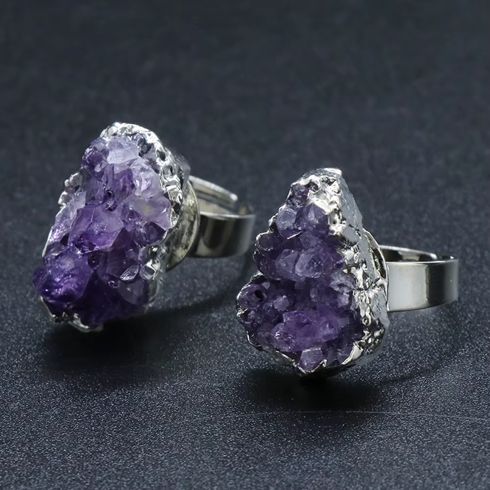 Bague Semi-précieuse en améthyste naturelle