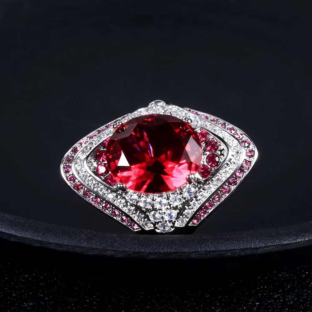 Bague en argent 925 véritable et Unique avec pierres rubis pour femmes