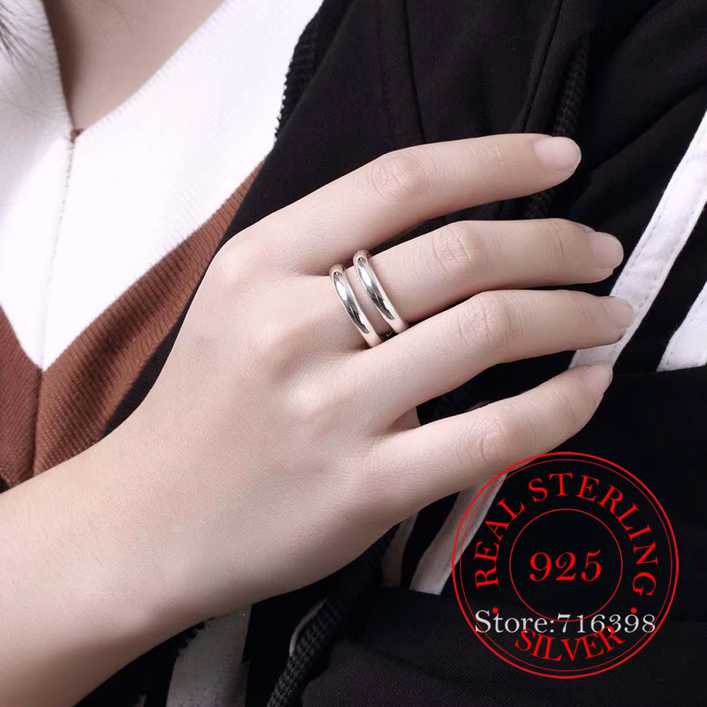 Bague à breloques en argent regardé 925 pour femme