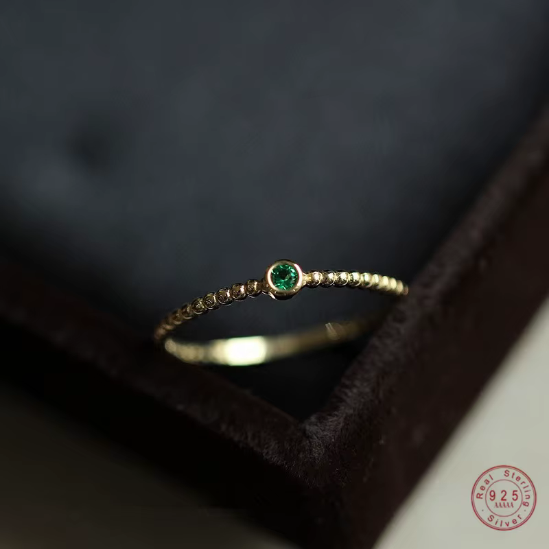 Bague émeraude Vintage en argent Sterling 925 pour femmes