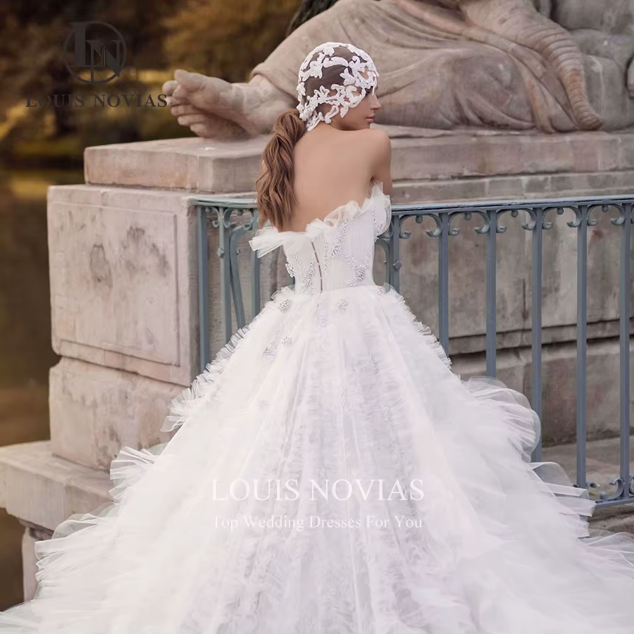 Modiis-Robe de mariée en tulle bouffante à plusieurs niveaux