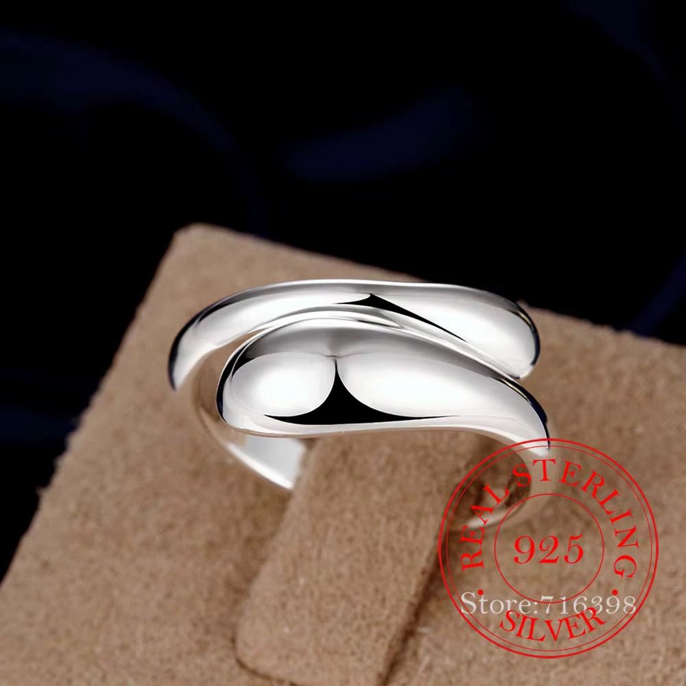 Goutte d'eau 925 bagues en argent Sterling pour femmes Bijoux