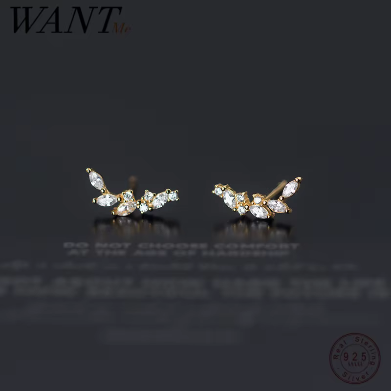 WANTcloser-Boucles d'oreilles brillantes en argent regardé 925 pour femmes
