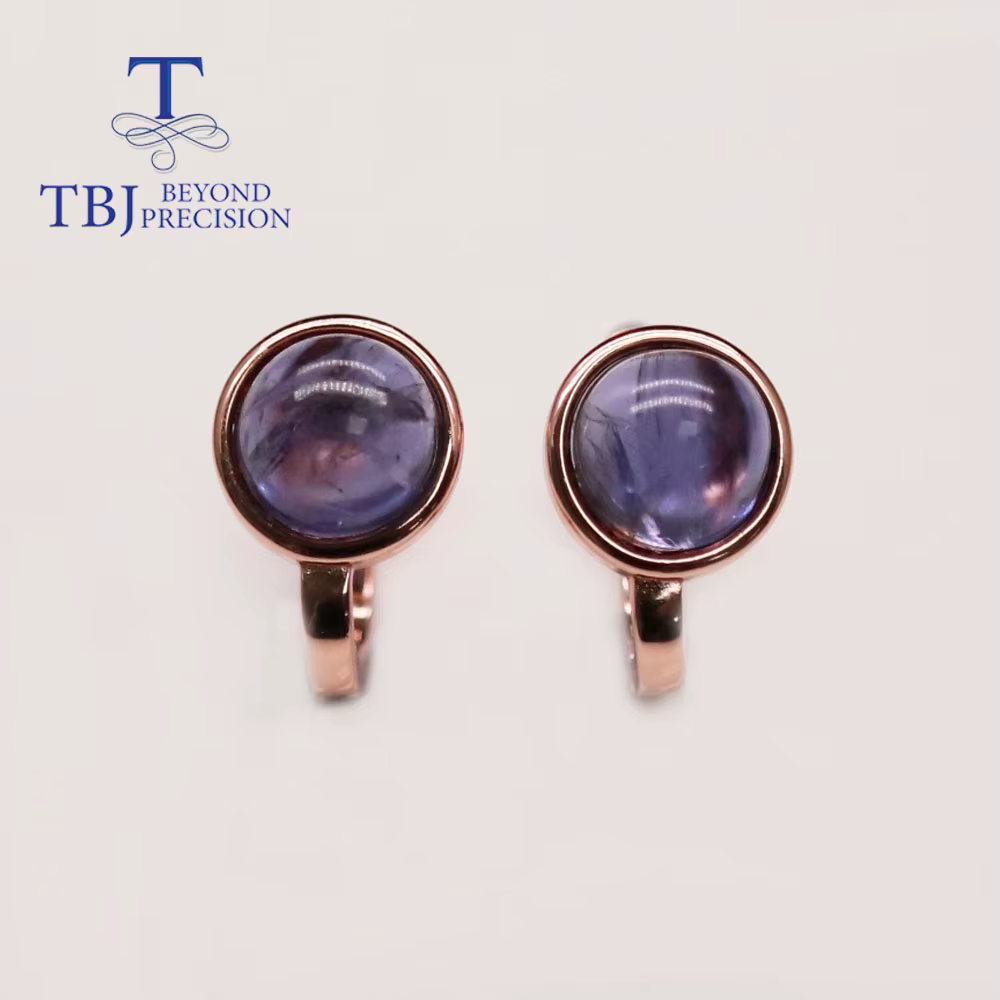 Boucles d'oreilles à fermoir en iolite bleue naturelle