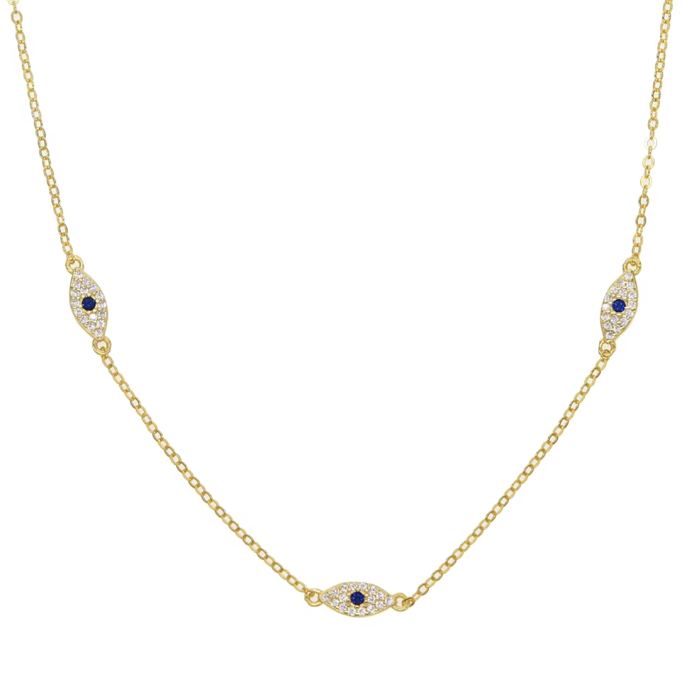Collier ras du cou délicat en argent fin 2018 avec pendentif œil turc en oxyde de zirconium