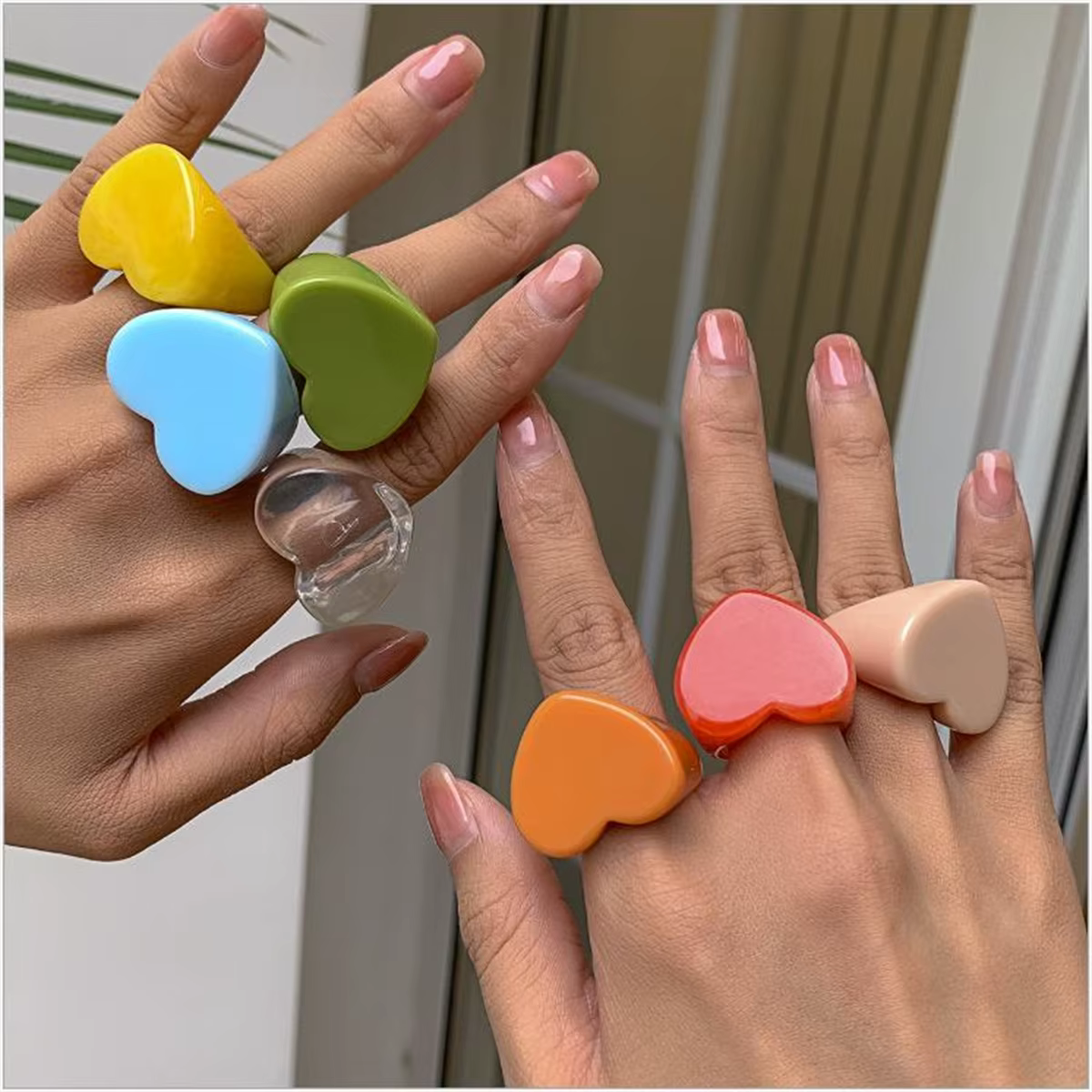 Bague d'amour coréenne en résine pour femmes
