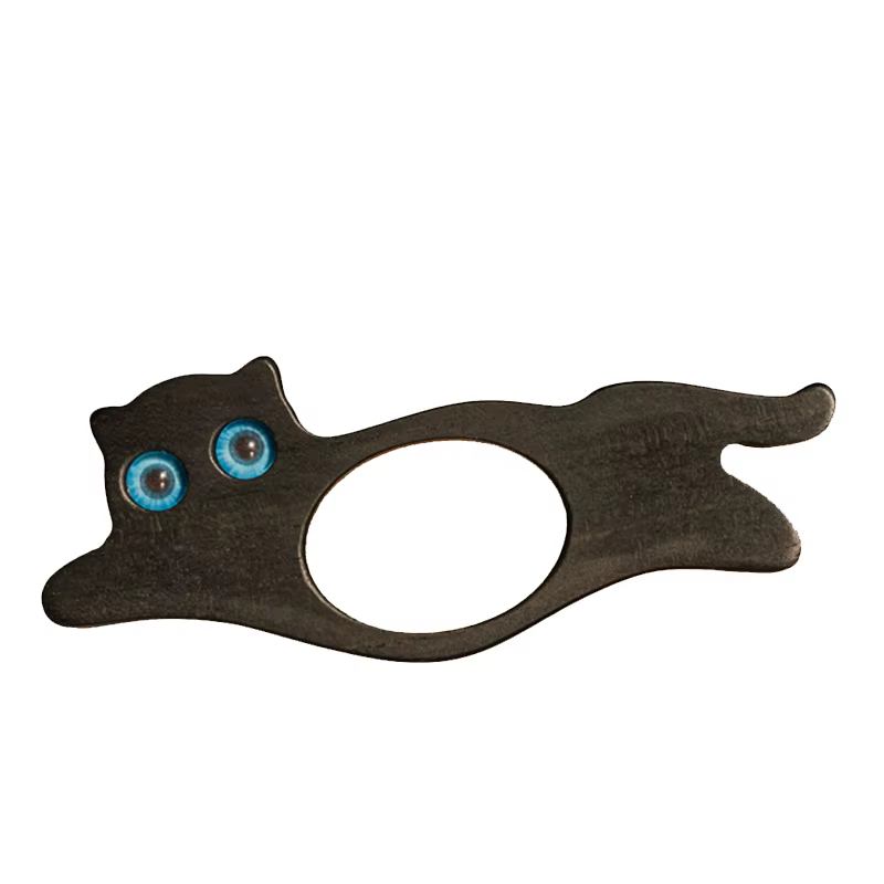 Anneau de lecture en bois pour chat noir