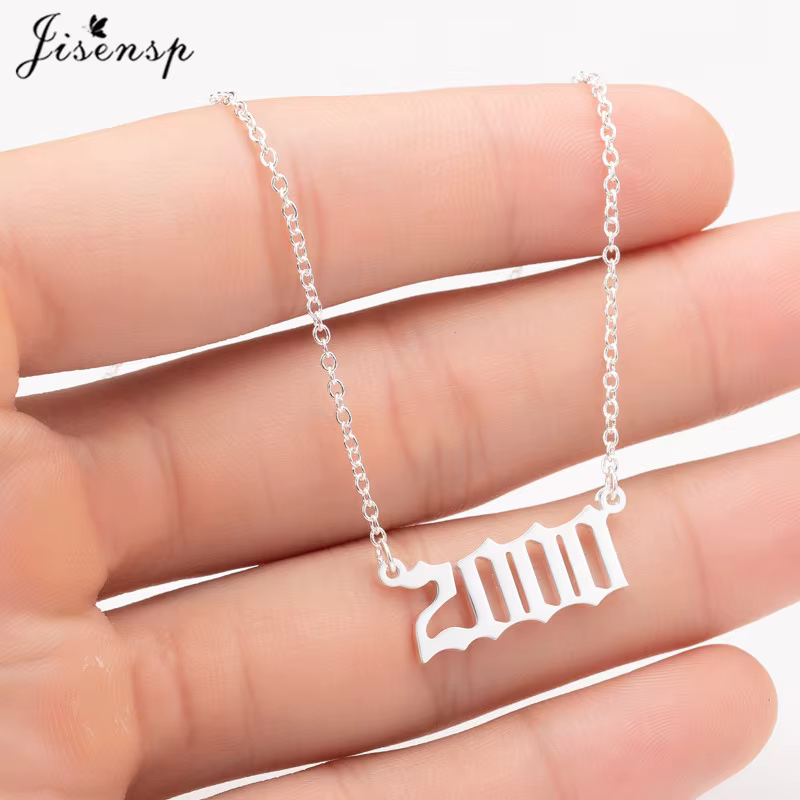 Jisensp femmes personnaliser collier spécial Date année numéro colliers pendentifs 1994 1999 de 1980 à 2024 bijoux à la mode cadeau