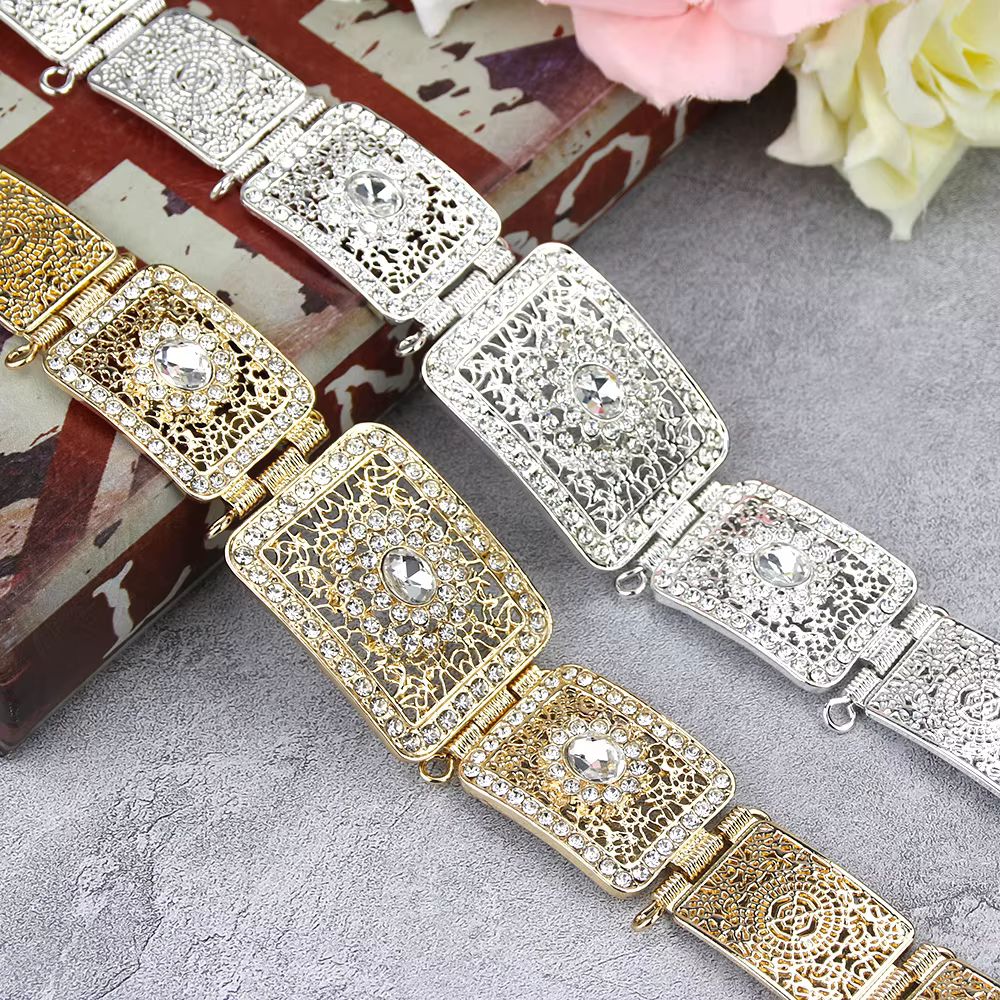 Sunspicems – ceinture algérie maroc pour femmes, bijoux de mariage arabe, couleur or argent, robe berbère, Caftan, chaîne de corps, cadeau pour enfants