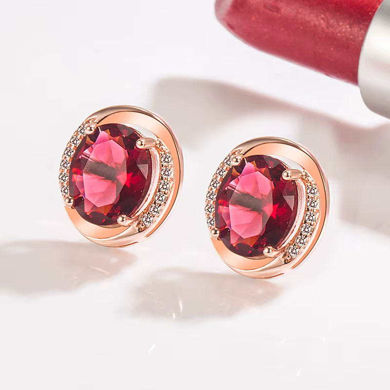 Boucles d'oreilles en rubis naturel pour femmes