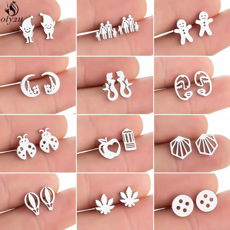 Petites boucles d'oreilles en acier inoxydable pour femmes