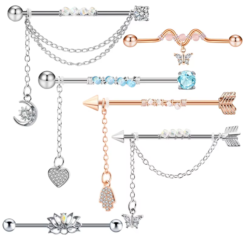 Boucles d'oreilles de perçage industrielles CZ