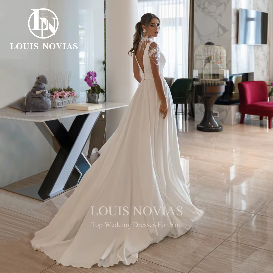 Modiis-Robe de mariée A-Line dos nu avec décoration en dentelle de cristal