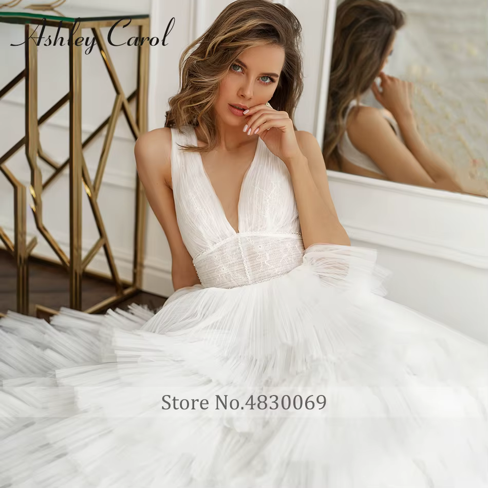 Ashley Carol-Robe de Mariée Trapèze en Tulle et Dentelle