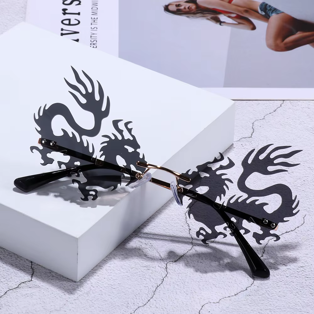 Lunettes de soleil sans bords Dragon Phoenix pour femmes