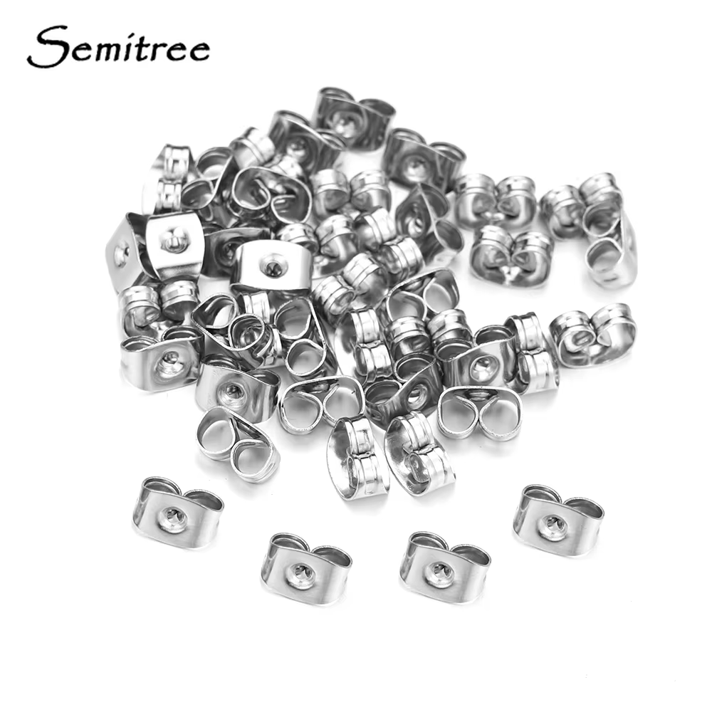 Semitree 200 pièces/lot en acier inoxydable boucle d'oreille arrière boucles d'oreilles bouchon pour bricolage