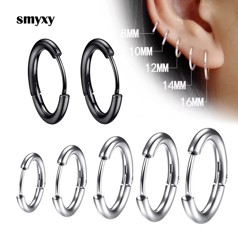1 paire de petits cerceaux en acier inoxydable pour femmes/hommes