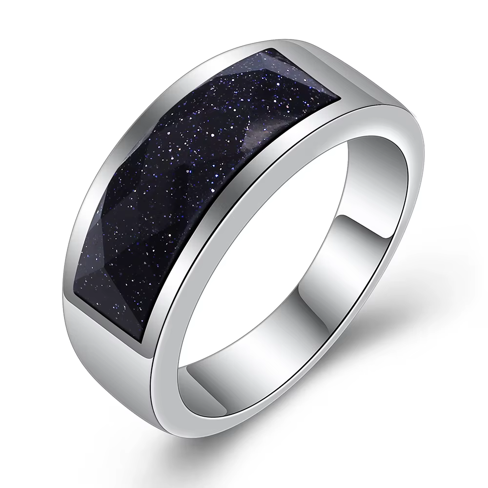 Bague en pierre Semi-précieuse blanche/bleue/noire de haute qualité pour hommes et femmes