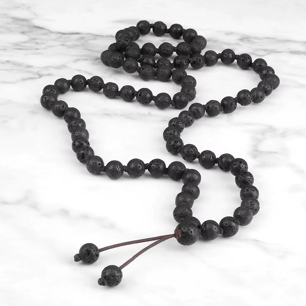 Collier de perles Mala en pierre volcanique naturelle pour hommes et femmes, Bracelets de méditation, diffuseur d'huile essentielle, 6 8mm