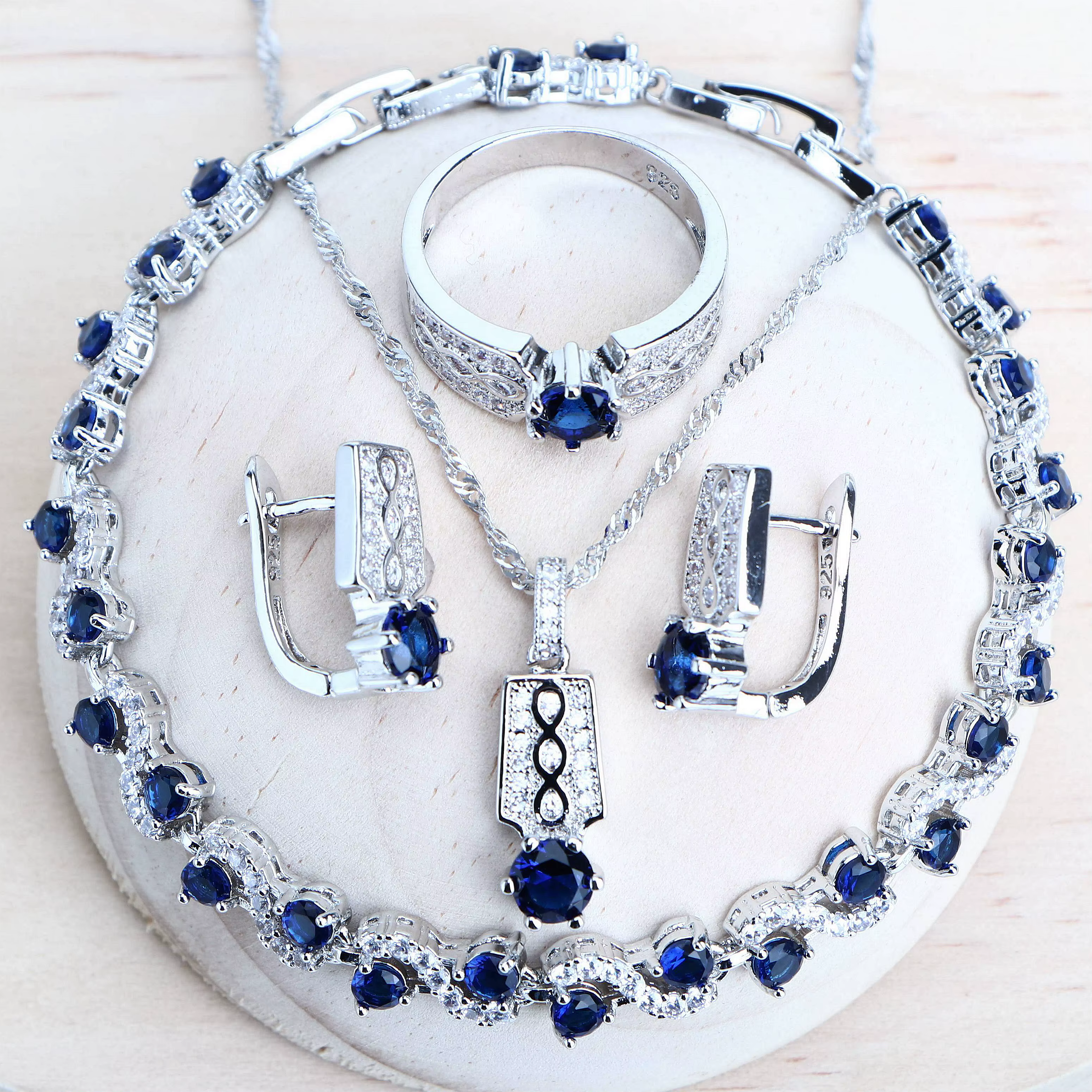 Ensemble de bijoux en argent regardé 925 pour femme