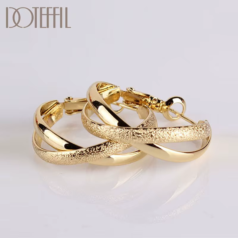 DOTEFFIL 925 argent Sterling or mat or Rose boucles d'oreilles pour femmes bijoux mignon romantique