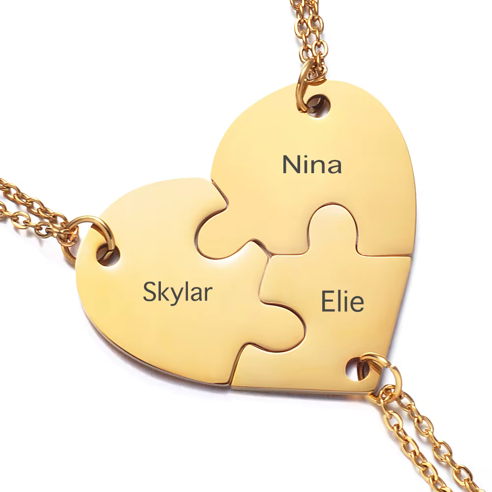 Collier Puzzle en forme de cœur personnalisé, pendentif gravé en acier inoxydable pour la meilleure sœur éternelle, bijoux de famille, cadeau