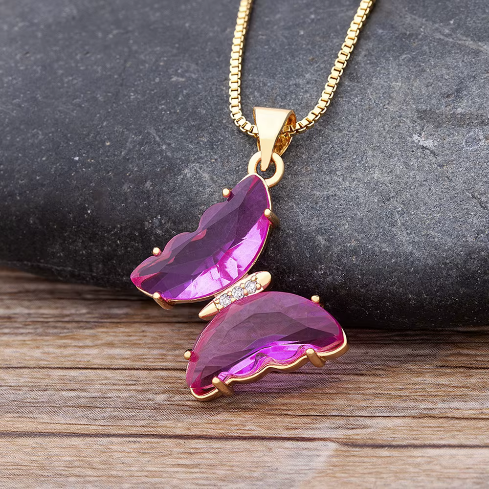 AIBEF – collier pendentif papillon coloré pour femmes