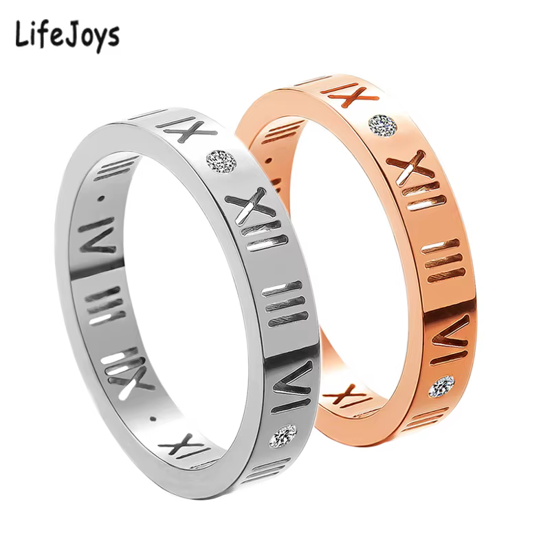 Bague creuse en chiffres romains pour femme